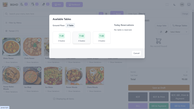 Optimize Table Reservations